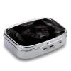 Black Red Eyed Wolf Pill Box 2-Compartment Portable Travel Square Pill Case Daily Pill Holder with Store Vitamins Pocket Medicine Organizer for Office Home Fish Oil view 3