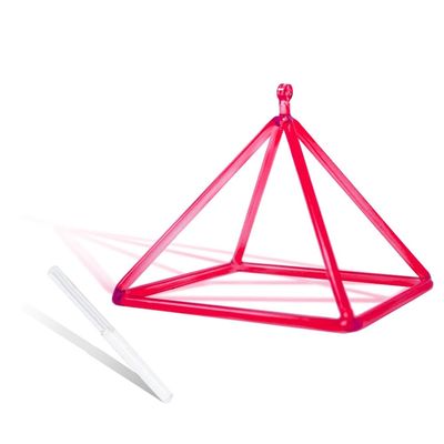 EliteBloom Red Clear Crystal Quartz Pyramid 5-12 Inch Mokaba Merkaba Sound Therapy Meditation Yoga Meditation Stress Relief Corner Rack Percussion Instruments Including Crystal Perc,11 inch