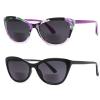 Hyyiyun 2 Pack Spring Hinge Bifocal Reading Sunglasses for Women,Cat-eye Designer Floral Outdoor UV Protection (Black & Purple Flower Sunglasses lens, 2.5, x) view 1