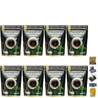 3 in 1 Much Mellow Delicious Moringa Black Coffee Instant Mix Powder Snack 30 Sachets/Pack Intense Good Shape Set 8 By Beautygoodshop [Get Free For You Beauty Gifts]