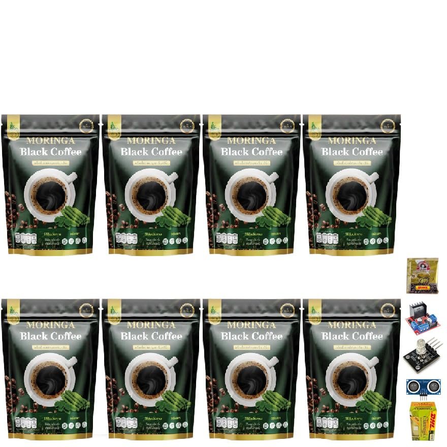 3 in 1 Much Mellow Delicious Moringa Black Coffee Instant Mix Powder Snack 30 Sachets/Pack Intense Good Shape Set 8 By Beautygoodshop [Get Free For You Beauty Gifts]