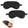 2 Pack Silk Sleep Mask Adjustable Silk Eye Mask for Sleeping Soft Sleeping Eye Shade Cover for Women Men Soft Blackout Eye Mask Satin Blindfold with Elastic Strap for Travel & Home-Black