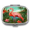 Tropical Flamingo Pill Box 2-Compartment Portable Travel Square Pill Case Daily Pill Holder with Store Vitamins Pocket Medicine Organizer for Office Home Fish Oil view 1