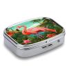 Tropical Flamingo Pill Box 2-Compartment Portable Travel Square Pill Case Daily Pill Holder with Store Vitamins Pocket Medicine Organizer for Office Home Fish Oil view 3