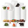 CHENGU 120 Pcs 9 oz Camping Paper Treat Cups Adventure Awaits VBS Party Supplies Campfire Bear Forest Disposable Snack Bowls for Hiking Picnic Sunday School BBQ Birthday Party view 1