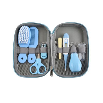 Baby Grooming Kit, 8PCS Portable Newborn Care Essentials Set with Safety Nail Cutter in Blue
