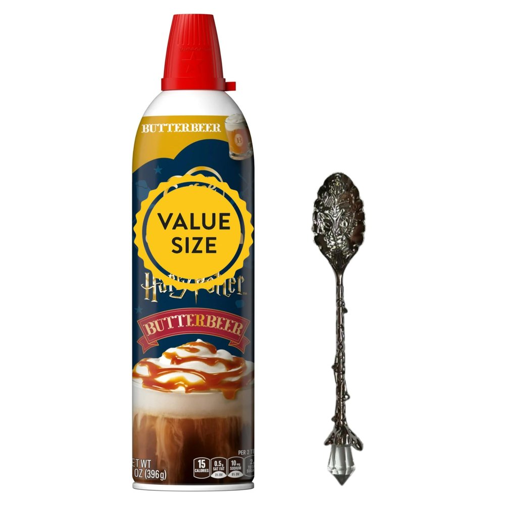 Cold Foam Flavored Coffee Creamer, 14 oz Can with Dumbass Coffee Gem Spoon (Butterbeer) Gem Spoon