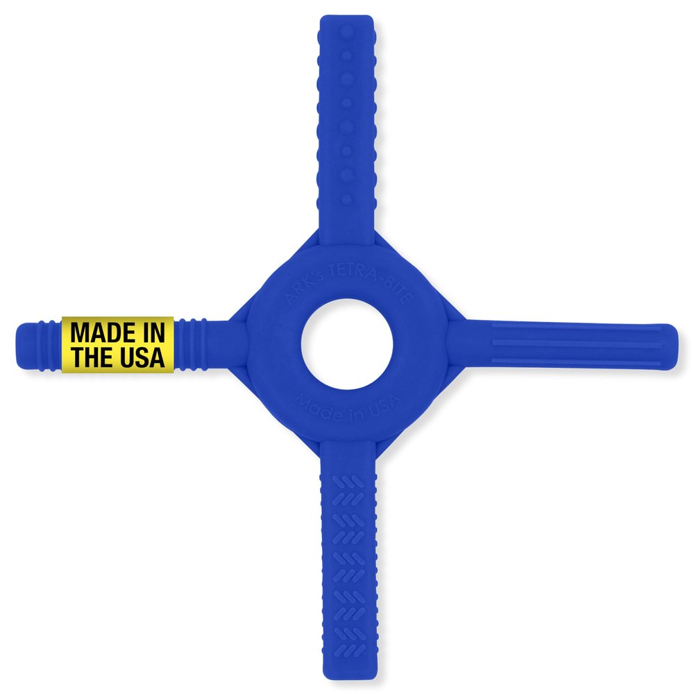ARK Tetra-Bite Chewy Fidget, Sensory Toys for Kids and Adults, Chewy Fidget for Autism, ADHD, SPD, Anxiety, Medical-Grade Chew Tools, Standard, Softest, Dark Blue
