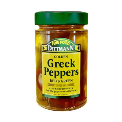 Fine Food Dittmann Red & Green Golden Greek Peppers stuffed ith cream cheese & feta 6 x 10.23 oz