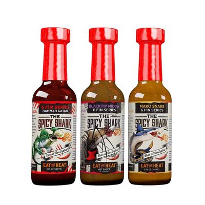 6-Fin Series Hot Sauce - 3 pack - Hammah Gatah, Blacktip Widow, Mako Snake