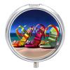 Colorful Sandals Shoes Pill Box 3 Compartments Portable Travel Pill Case Mini Medicine Organizer for Pocket Purse Metal Waterproof Medicine Container Holder Vitamin Fish Oil view 1
