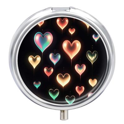 Glowing Love Pill Box 3 Compartment Small Pill Case Medicine Pill Dispenser Pill Container Holder to Hold Vitamins Medication Fish Oil and Supplements Pill Organizer
