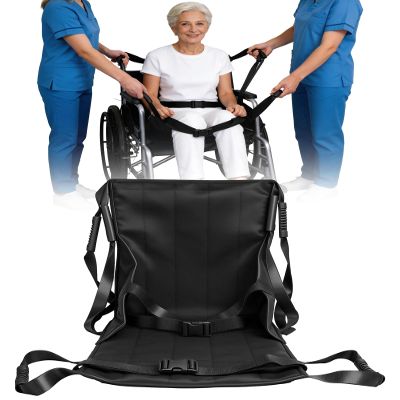 Wheelchair Transfer Sling, Patient Lift Sling with Handles, Portable Mobility Aid for Elderly, Disabled, Home Care, Black