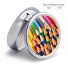 Colorful Paintbrush Pill Box 3 Compartments Portable Travel Pill Case Mini Medicine Organizer for Pocket Purse Metal Waterproof Medicine Container Holder Vitamin Fish Oil view 2