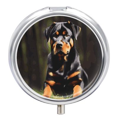 Rottweiler Wallpaper Pill Box 3 Compartment Small Pill Case Medicine Pill Dispenser Pill Container Holder to Hold Vitamins Medication Fish Oil and Supplements Pill Organizer