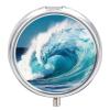 Sea Wave Pill Box 3 Compartments Portable Travel Pill Case Mini Medicine Organizer for Pocket Purse Metal Waterproof Medicine Container Holder Vitamin Fish Oil view 1