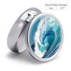 Sea Wave Pill Box 3 Compartments Portable Travel Pill Case Mini Medicine Organizer for Pocket Purse Metal Waterproof Medicine Container Holder Vitamin Fish Oil view 2