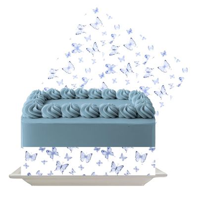 Blue Butterflies Edible Cake Decoration Border Topper Floral Butterfly Icing Sheet Elegant Cake Decoration