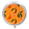 Orange Mango Pattern Pill Box 3 Compartments Portable Travel Pill Case Mini Medicine Organizer for Pocket Purse Metal Waterproof Medicine Container Holder Vitamin Fish Oil view 1