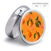 Orange Mango Pattern Pill Box 3 Compartments Portable Travel Pill Case Mini Medicine Organizer for Pocket Purse Metal Waterproof Medicine Container Holder Vitamin Fish Oil view 2