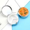 Orange Mango Pattern Pill Box 3 Compartments Portable Travel Pill Case Mini Medicine Organizer for Pocket Purse Metal Waterproof Medicine Container Holder Vitamin Fish Oil view 3