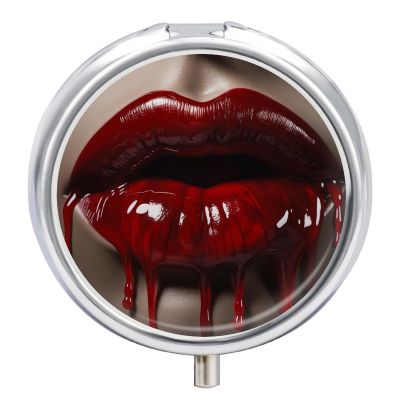 Red Lips Pill Box 3 Compartments Portable Travel Pill Case Mini Medicine Organizer for Pocket Purse Metal Waterproof Medicine Container Holder Vitamin Fish Oil