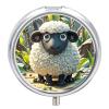 Cartoon Black White Sheep Pill Box 3 Compartment Small Pill Case Medicine Pill Dispenser Pill Container Holder to Hold Vitamins Medication Fish Oil and Supplements Pill Organizer view 1