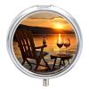 Chair at Sunset Lake Pill Box 3 Compartments Portable Travel Pill Case Mini Medicine Organizer for Pocket Purse Metal Waterproof Medicine Container Holder Vitamin Fish Oil view 1