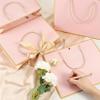 Vidroxin Pink Gift Bags Medium 12.6x9.8x4.3, 2Pcs Luxury Gift Bags with Bow Ribbon for Bridesmaid Wedding Baby Shower Thanksgiving Birthday Easter Christmas (Pink Gold) view 3