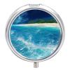 Ocean Beach Theme Pill Box 3 Compartments Portable Travel Pill Case Mini Medicine Organizer for Pocket Purse Metal Waterproof Medicine Container Holder Vitamin Fish Oil view 1