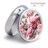 Flamingo Floral Printed Pill Box 3 Compartments Portable Travel Pill Case Mini Medicine Organizer for Pocket Purse Metal Waterproof Medicine Container Holder Vitamin Fish Oil view 2