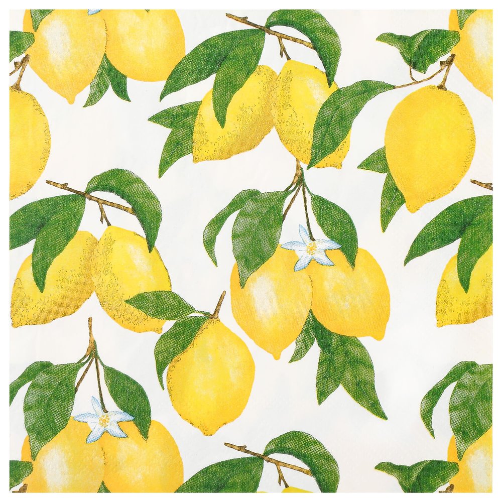 100Pcs Lemon Paper Napkins Yellow Citrus Fruit Party Napkin 6.5in