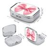 Pill Box Pink Bow Travel Pill Organizer 2-Compartment Portable Medicine Case with Mirror Design for Vitamins, Jewelry & Essentials Durable Pocket Pillbox for Purse, Camping view 2