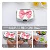 Pill Box Pink Bow Travel Pill Organizer 2-Compartment Portable Medicine Case with Mirror Design for Vitamins, Jewelry & Essentials Durable Pocket Pillbox for Purse, Camping view 4
