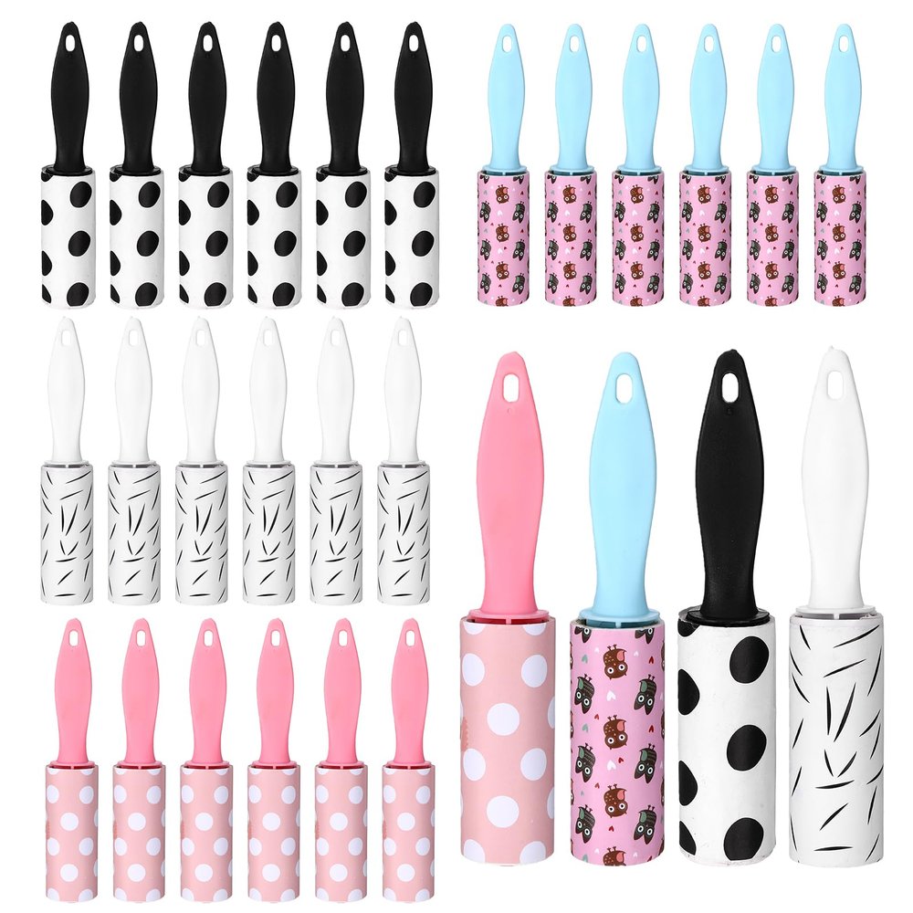 24 Pcs Mini Lint Roller Travel Size Portable Travel Lint Roller for Purse Pet Hair Clothes Furniture Car Compact Lint Bursh Sticky Small Cat Hair Removal Tool Gifts 720 Sheet