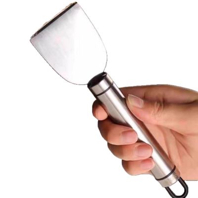 2-Pack Stainless Steel Kitchen Grease Scraper Heavy Duty Stubborn Dirt Remover for Stove Oven Countertop Ergonomic Handle Hanging Hole
