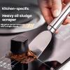 2-Pack Stainless Steel Kitchen Grease Scraper Heavy Duty Stubborn Dirt Remover for Stove Oven Countertop Ergonomic Handle Hanging Hole view 3