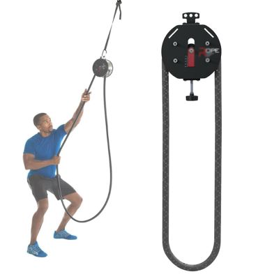 Adjustable Resistance Cable Pulley Machine, Endless Rope Trainer, Premium Nylon Rope for Full-Body Workout at Home or Gym, Red