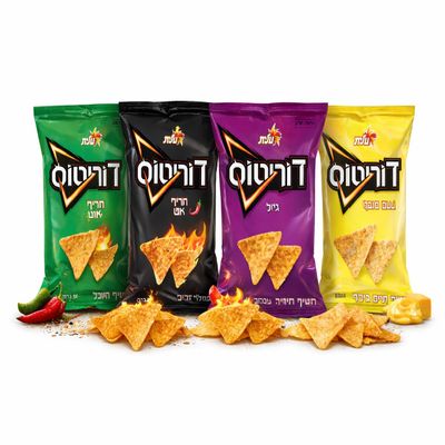 Dorito Variety Pack 4 Flavor Bundle | Crunchy Corn Tortilla Chips | Assorted Israeli Flavors Kosher | Perfect for Sharing & Snacking