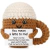 Coffee Lover Best Friend Friendship Gifts for Women Men, Mothers Day Birthday Gifts for Sister Bestie Bff Female Male Girls, I Love You Unique Handmade Emotional Positive Crochet Coffee Mug Home Decor view 1