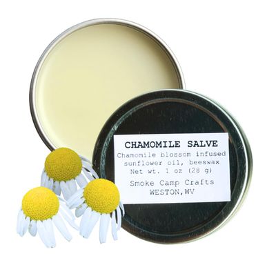 Smoke Camp Crafts Chamomile Blossom Salve - 1 oz - Made with Sunflower Oil and Beeswax - Herbal Salve Eczema Dry Skin Cream Balm for Kids and Adults