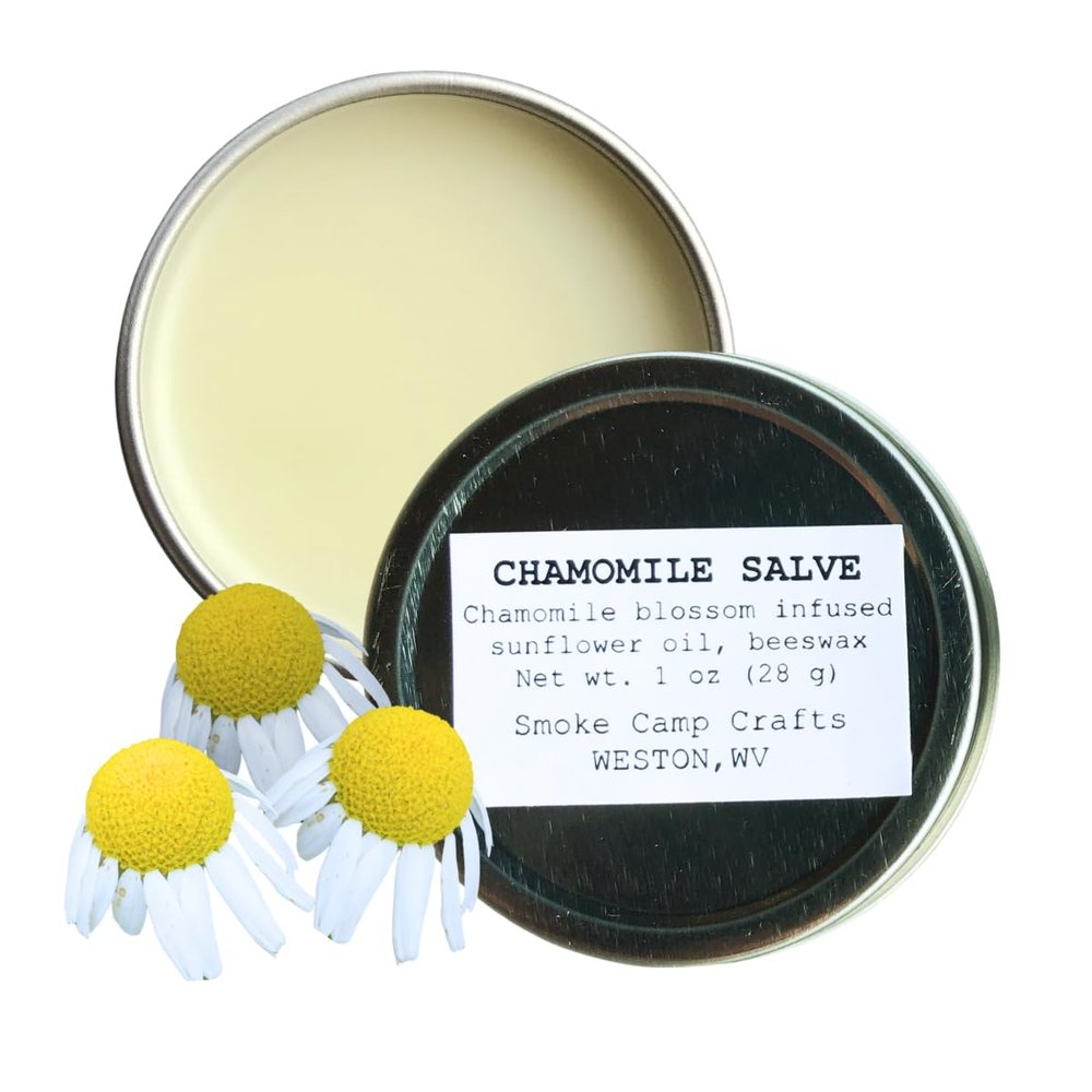 Smoke Camp Crafts Chamomile Blossom Salve - 1 oz - Made with Sunflower Oil and Beeswax - Herbal Salve Eczema Dry Skin Cream Balm for Kids and Adults