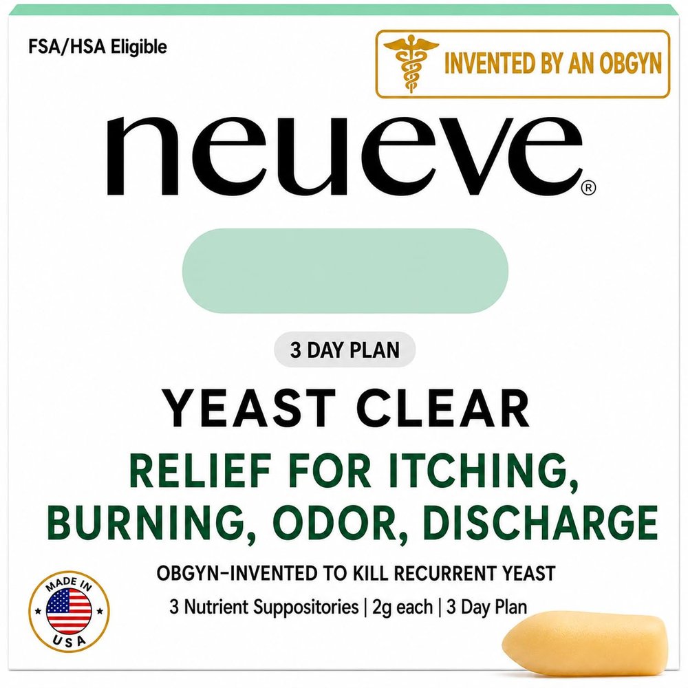 NeuEve Yeast Clear, for Yeast Infection Symptoms, Relieves Burning, Itching & Discharge, with Tea Tree Oil, Myrtle, Sage & Olive Leaf, Invented by OBGYN