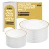 100 White and Gold Plastic Plates for Party - Fancy Disposable Heavy Duty 50 Dinner 10" & 50 Salad Dessert 7" Hard Elegant Plates Set with Gold Trim - Nice Premium Sturdy Rim Plate for Wedding Holiday view 1