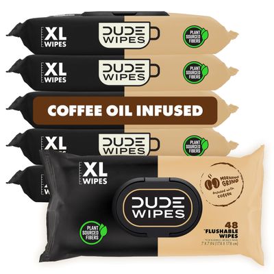 DUDE Wipes Morning Grind Adult Flushable Wipes, Coffee Scented, 288 Count