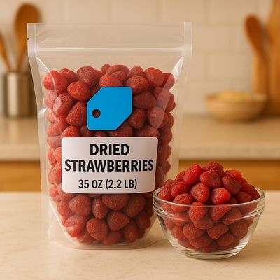 Dried Strawberries 35 oz (2.2 lb) Sweet & Tart Fruit Snack, Gluten-Free, Perfect for Baking & Snacking