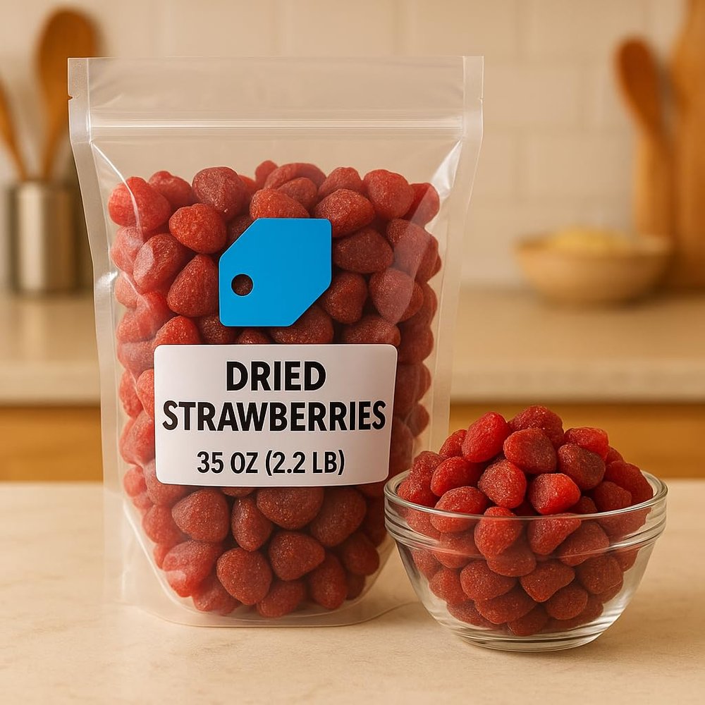 Dried Strawberries 35 oz (2.2 lb) Sweet & Tart Fruit Snack, Gluten-Free, Perfect for Baking & Snacking
