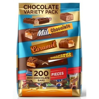 200-Piece Mini Chocolate Bars Bulk Pack Assorted Bite-Size Candy for Parties, Holidays, and Everyday Snacking