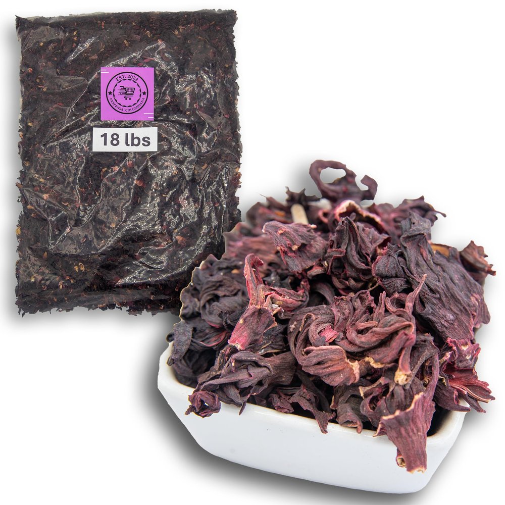 18 lbs Hibiscus Flowers Despensa Colombiana - Flor de Jamaica Bag, Dried Hibiscus Flowers - Ideal for Juices, infusions and Flor de Jamaica teas- Despensa Colombiana