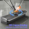 4 in 1 Floor Scrub Brush with Squeegee Long Handle Grout Brush 52'' 2026 Upgraded Multi-Functional Stiff Bristle Cleaning Scrub Brush Rotating Tile Brush for Cleaning Bathroom Patio, Pool, Garage view 2